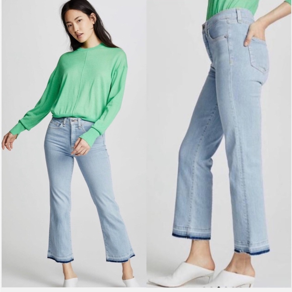 Veronica Beard Jackie 10" In Sky W/Fray Straight Leg Denim Jeans